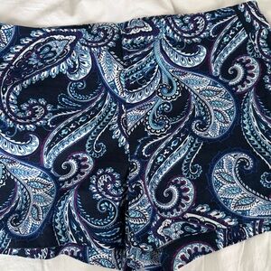 Banana Republic High Waist Blue and White Paisley Shorts